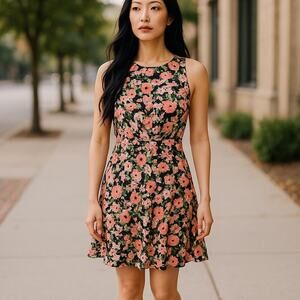 J Crew Mercantile Womens Sleeveless Floral Knee Length Keyhole Back Dress‎ 00